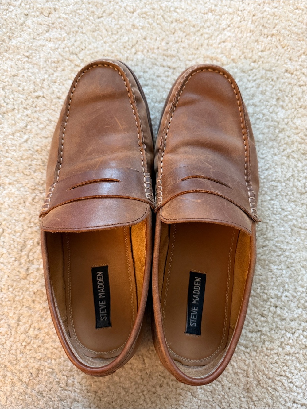 Steve Madden Brown Leather Penny Loafers